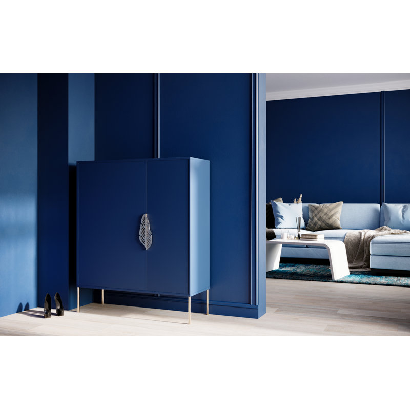 Phillipsburg 8 Pair Shoe Storage Cabinet, Navy Blue