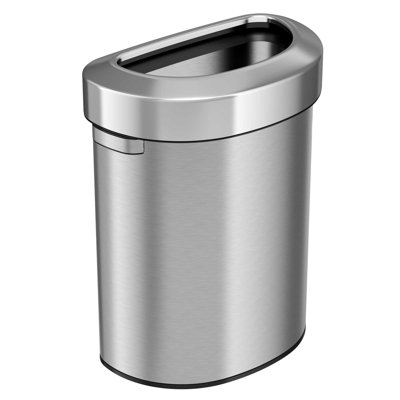 Itouchless Gallon Semi-round Stainless Steel Open Top Trash Can And Recycle Bin, 68 Liter, Slim And Space-saving Design For Home, Office, Kitchen, Restaurant, Restroom, Large Capacity