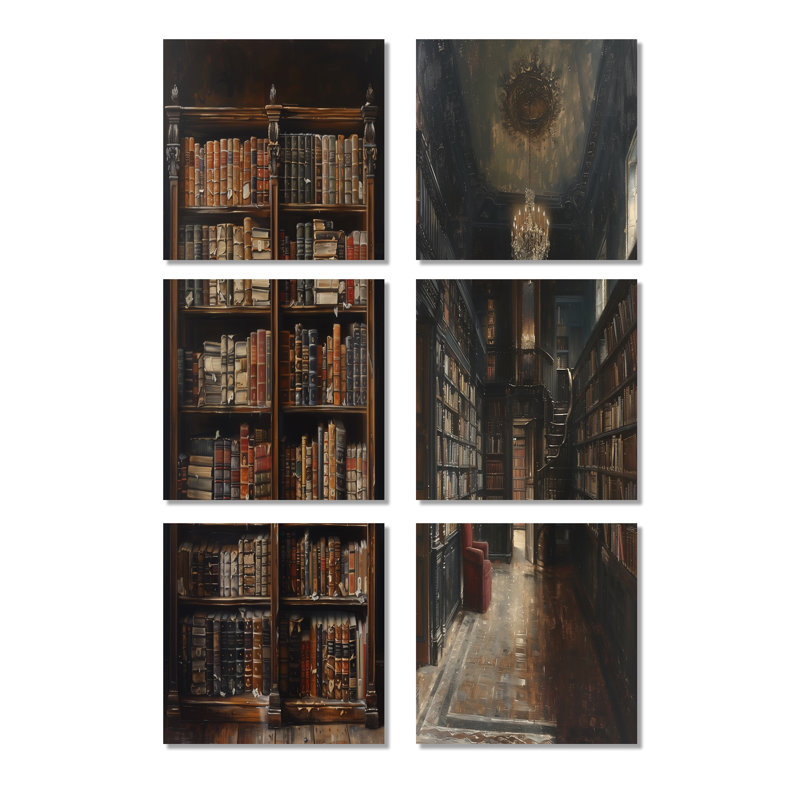 Ensemble de 6 bibliothèques Brown Brown, Toile tendue, Ne s’applique pas