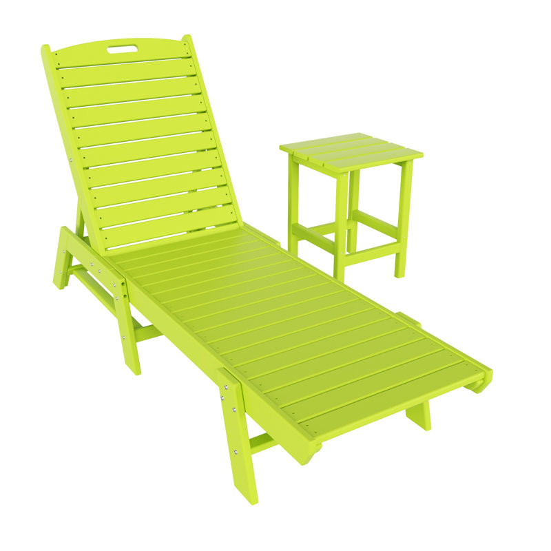 Laguna Outdoor Chaise Lounge with Table, Lime