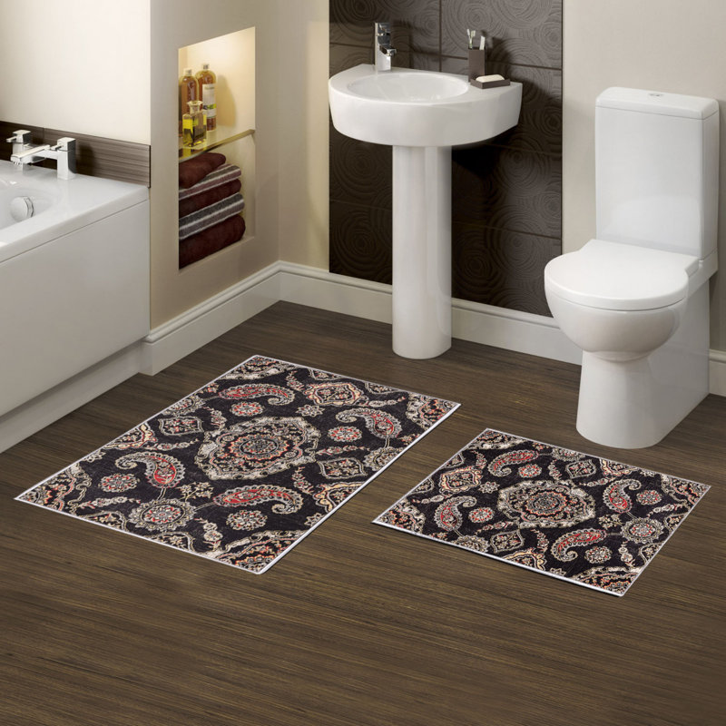 Luxurious Bathmat Set (2 Pieces), 100% Polyester, Non-Slip, Antibacterial | Dimensions: 19.7 x 23.6 inches & 23.6 x 39.4 inches | Ultra-Absorbent, Easy Clean Fabric, Machine Washable at 86°F | Perfect for Bathroom or Spa