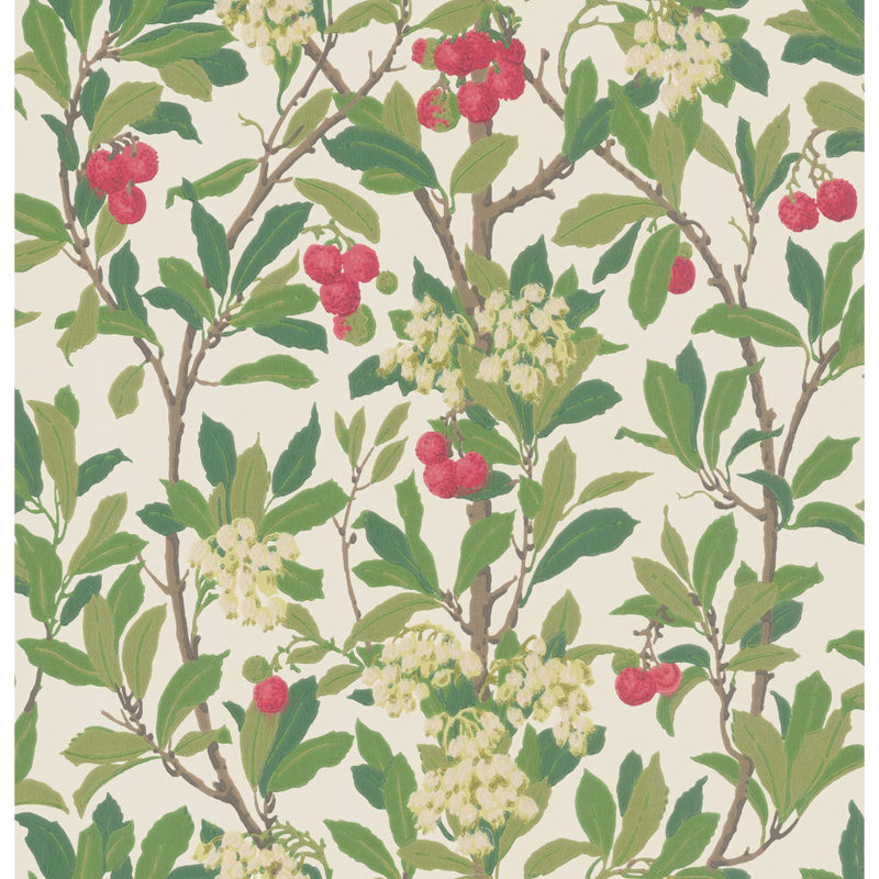 Anthology Strawberry Tree Floral Wallpaper Roll, Scarlet/Ivory