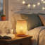 Mini lampe de table en rotin H 8,7 po - petite lampe d'appoint en osier avec base en bois Benvolio