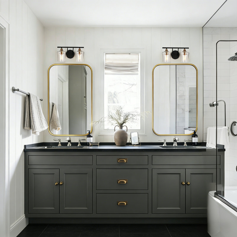 Balendran 2-Light Dimmable Vanity Light-Seeded Glass, Seeded Glass