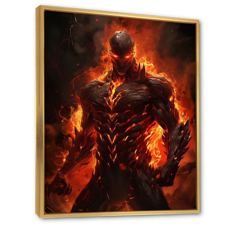 Fire Force Villian III sur impression sur toile, H 20 po x l 12 po x P 1 po, Cadre flottant doré