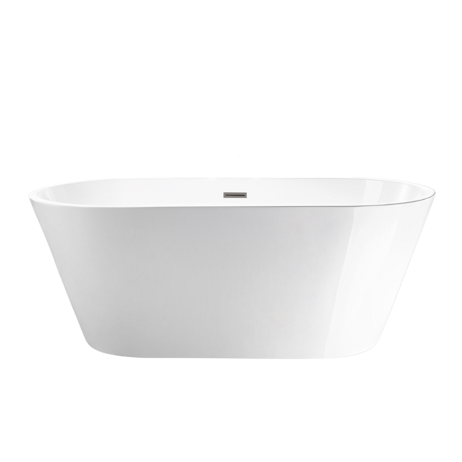 Iris 54" Freestanding Soaking Acrylic Bathtub, White/Brushed Nickel