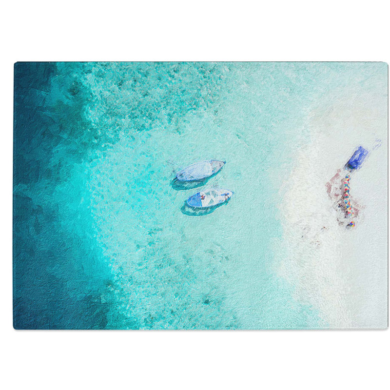 Tempered Glass Boats in the Maldives Chopping Board, 39 cm W x 28.5 cm L