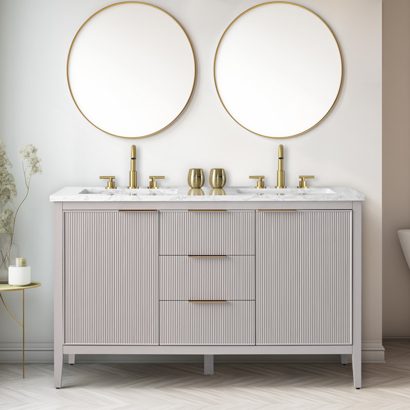 Emma 54" W Double Vanity, Taupe/Brushed Bronze