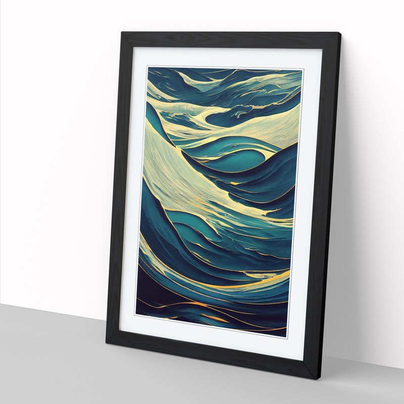 Ocean Sea Abstract Art Vol.4 - Picture Frame Print, Black, 64cm H x 46cm W x 2cm D