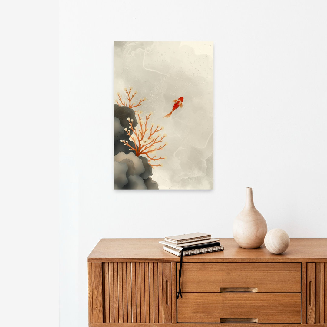 Serene Koi And Coral Elegant Peaceful Serene Fish Nature Wall Art Print