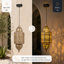 Grand luminaire suspendu de 23 pouces de hauteur, lumière carrée ajourée de style baroque pour patio, cour, porche, cour, décor de jardin