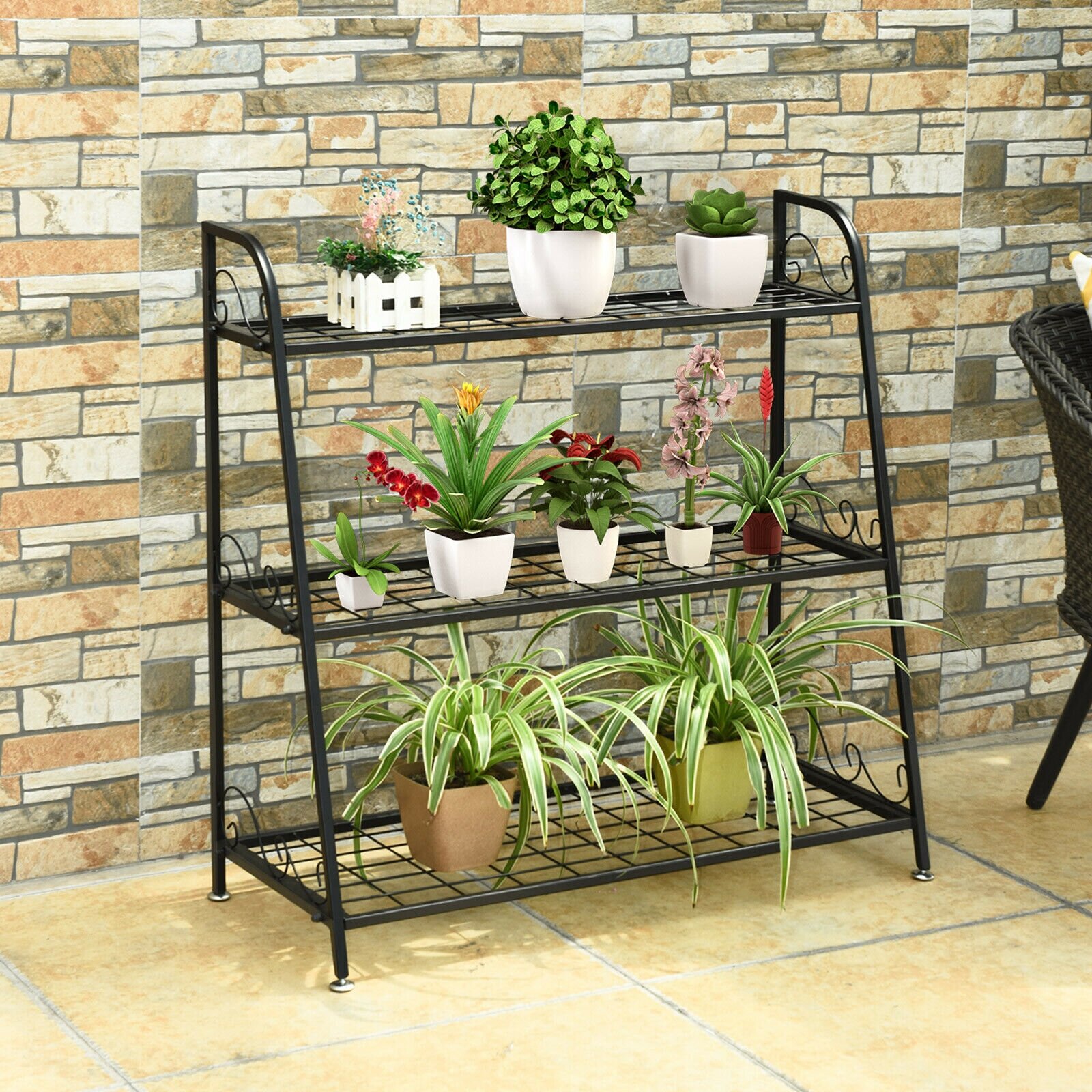 Balcony Multi-layer Trapezoidal Small Potted Plant Wrought Iron