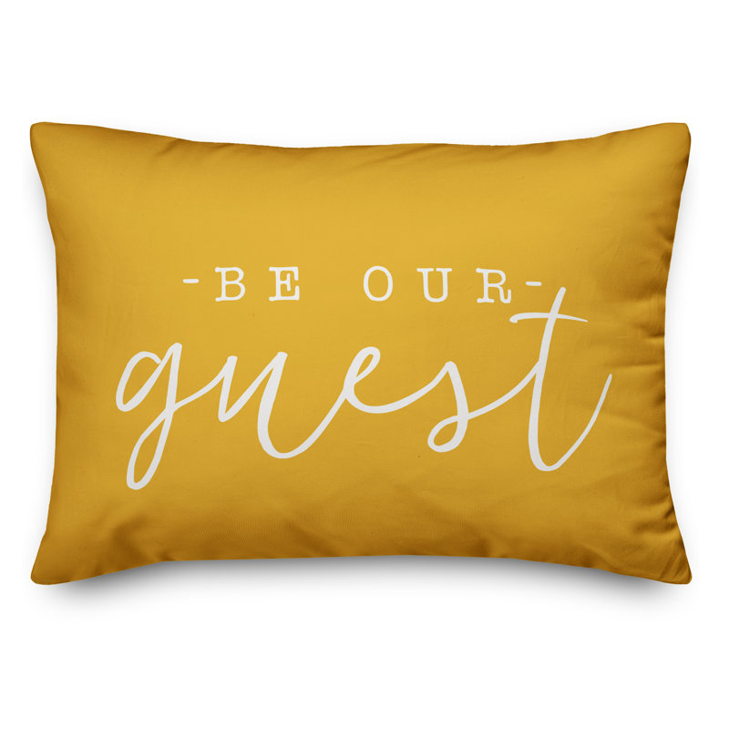 Textual Outdoor Throw Pillow, Yellow/White