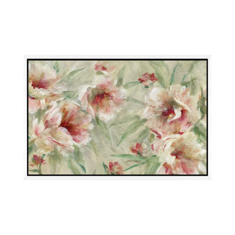 Peony Pleasure 1 Piece Painting on Canvas, 66.04 cm H x 45.72 cm W, White Framed