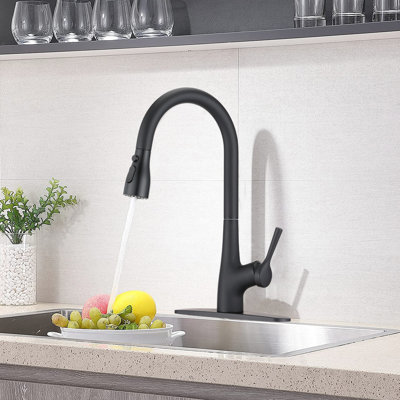 Rust Matte Black Kitchen Tap With Ceramic Valve And 7.99" Spout Height For Homes Faucet Pull Down Feature Finish Home Kitchens
