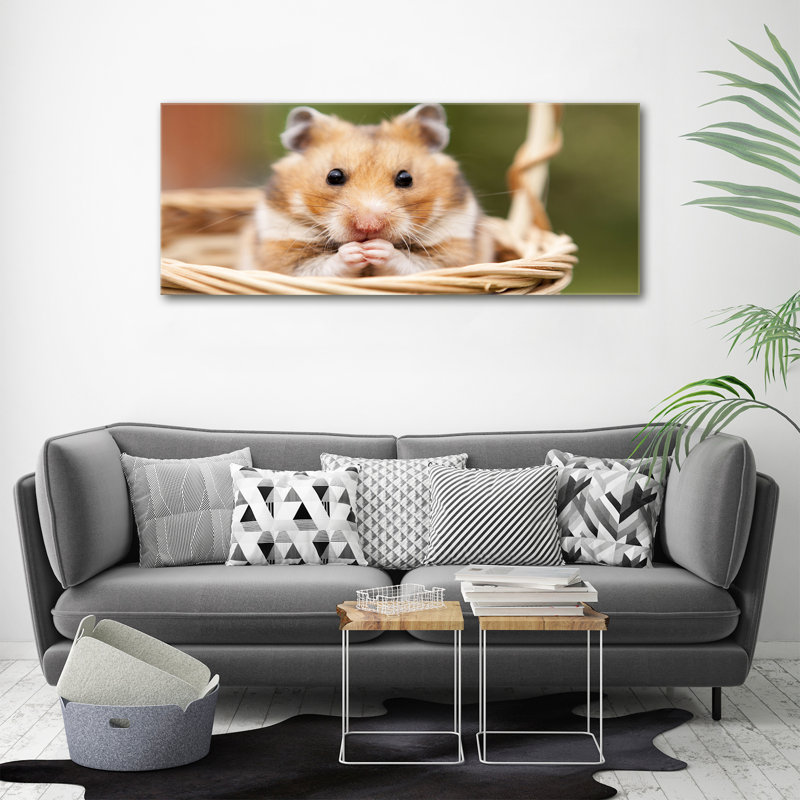 Hamster In The Basket - No Frame Print on Canvas