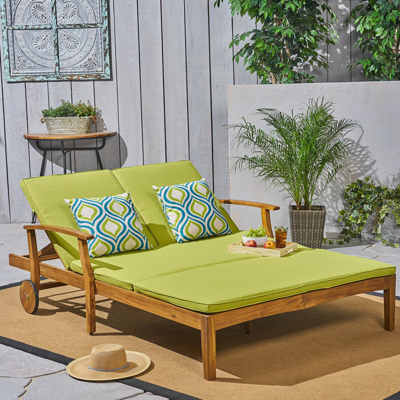Double chaise longue de patio avec coussin, Vert
