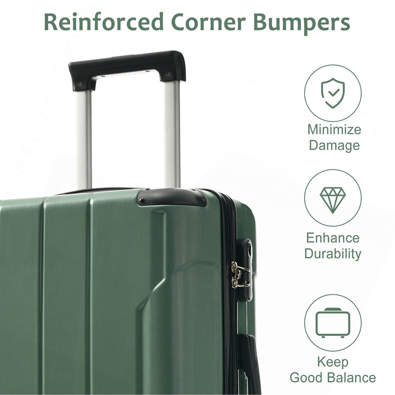 Ensembles de bagages 3 pièces, valises rigides durables en ABS rigide avec roues pivotantes doubles 20/24/28 pouces