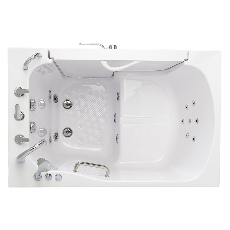 Wheelchair Transfer 36"x55" Acrylic Hydro Massage Walk-In Bathtub, Fast Fill Faucet, 2" Dual Drain