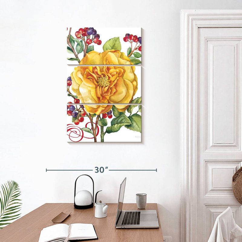 Harnek fleurs et baies rose, H 32 po x l 20 po