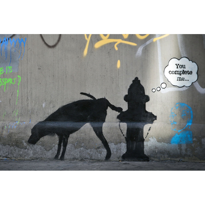 « you completing me » par banky, impression sur toile tendue, H 12 po x l 18 po x P 1,5 po