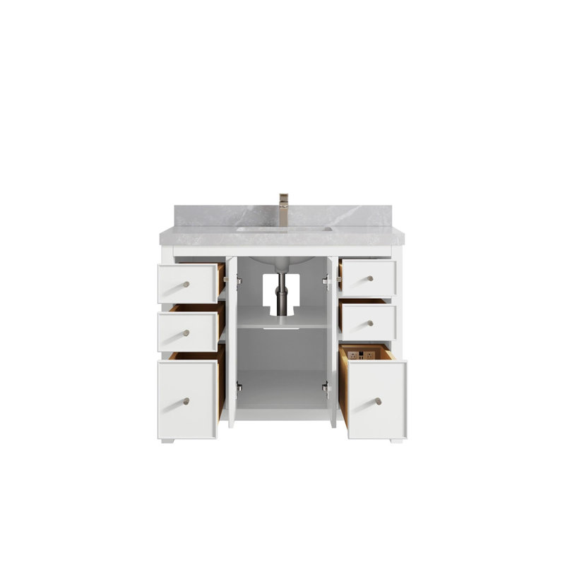 Meuble-lavabo simple 42 po avec plateau Chicago, Gris perle