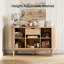 Armoire de cuisine avec portes Tambour coulissantes et tablettes réglables Leathia, buffet avec pieds en bois d'hévéa-298375705