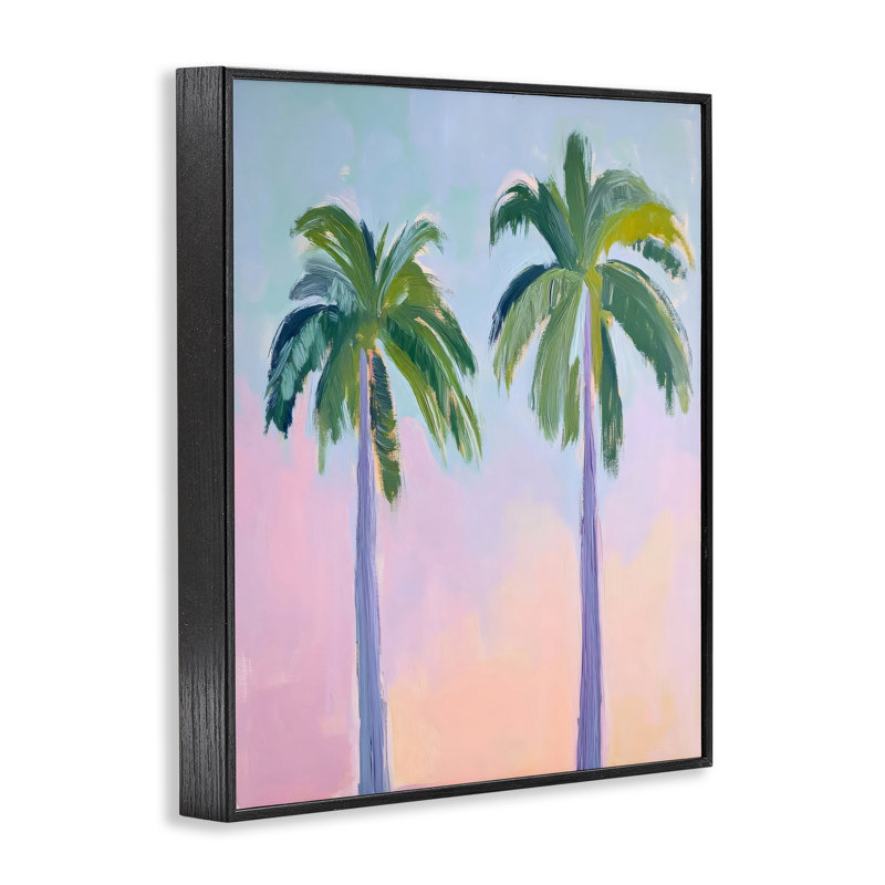 Giclée encadrée pastel skies and palmiers, design par LSR Design Studio, H 14 po x l 11 po, Giclée encadrée noir minuit