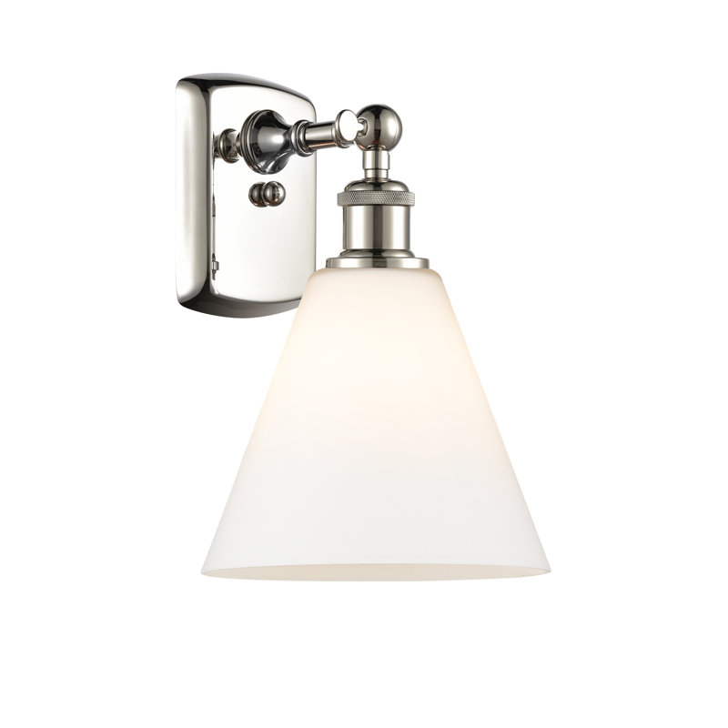Applique murale 1 lumière 8 po Shauna, Blanc mat, Incandescente, Nickel poli