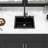 25X22" Quartz Kitchen Sink In Black, And Easy To Clean For A Tidy 25"X22" Black Sink, Strong With Standard Drain
