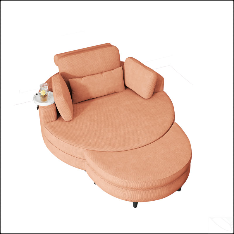 Canapé compact en velours côtelé avec coussins lombaires, parfait pour les petits appartements et une utilisation multifonctionnelle