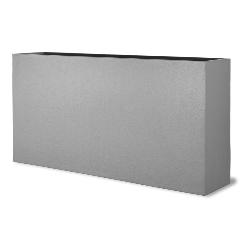 Baker Fiberglass Pot Planter, Faux Aluminium Textured, 70cm H x 120cm W x 30cm D