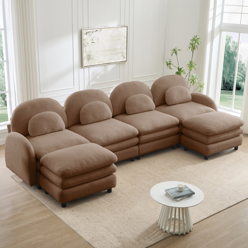 Canapé 3 places Teddy, 35.4" H x 129.1" W x 33.8" D, Camel