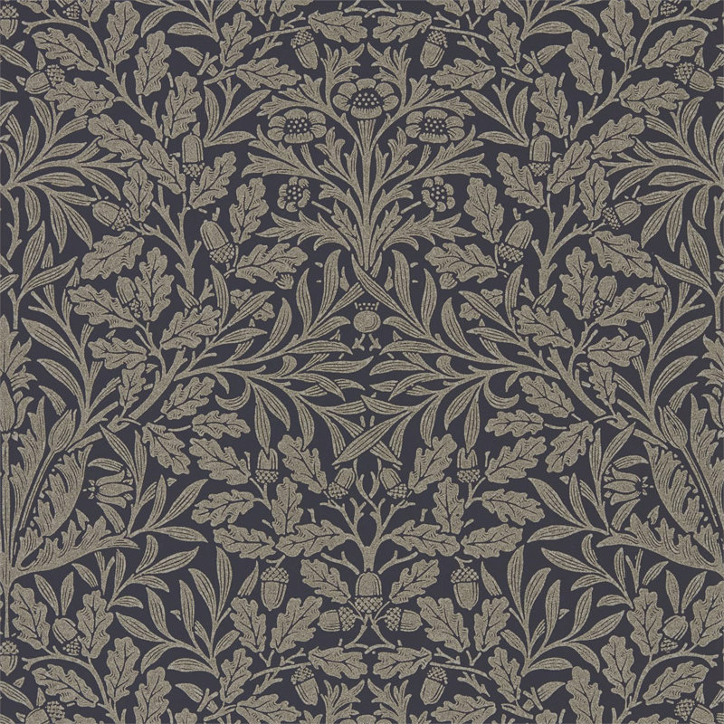 Pure Acorn Wallpaper, Charcoal/Gilver