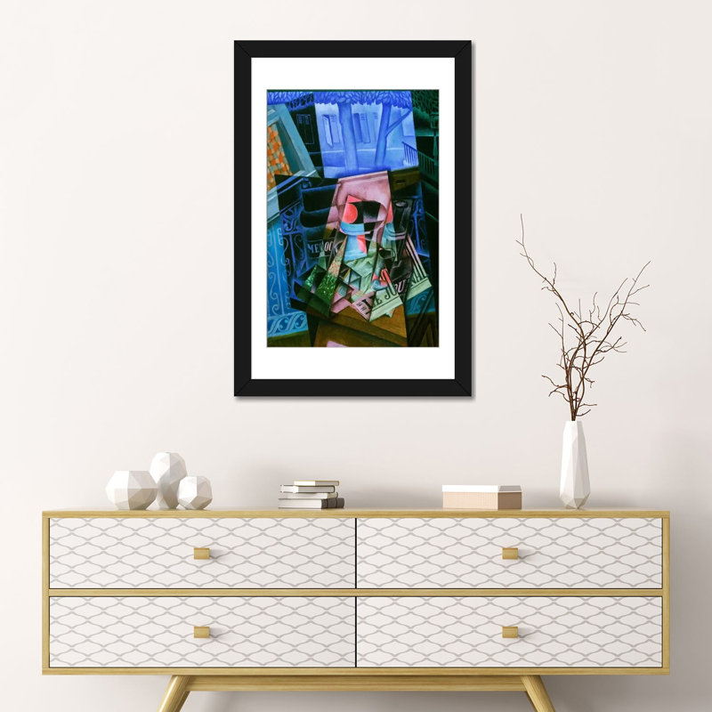 Reproduction d'art sur toile tendue, H 24 po x l 16 po x P 1 po, Papier beaux-arts encadré noir, Blanc