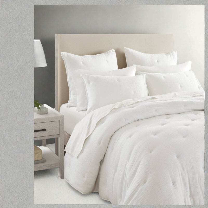 Premium Cotton Bedding Set Euro Sham, Embroidered Style, Cozy Home