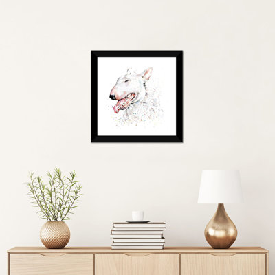 Bull terrier blanc par Edwatercolours-impression