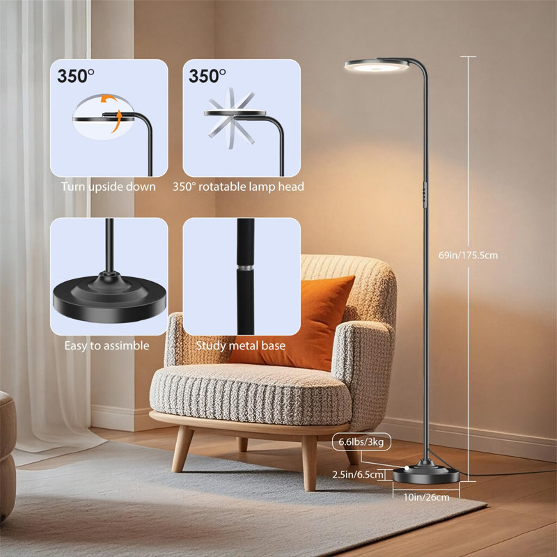 175.5cm Matte LED Task Floor Lamp