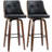 Homcom Bar Height Bar Stools, Pu Leather Swivel Barstools With Footrest And Tufted Back, Set Of 2