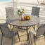 Ensemble de salle à manger de patio rond 6 personnes Edison avec chaises empilables Textilene-956729279
