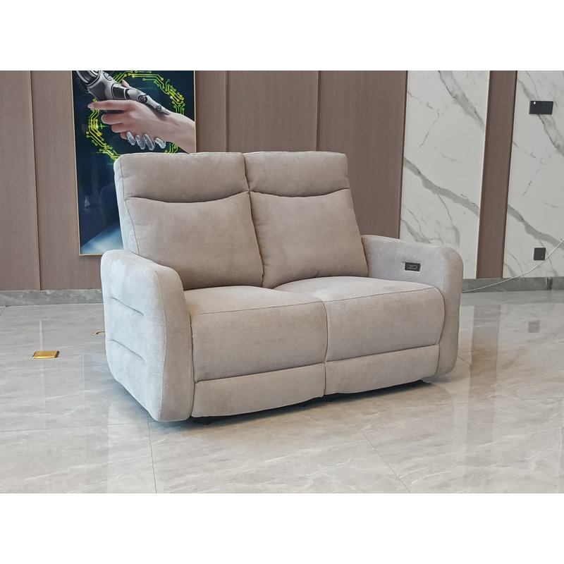Cotton Blend Electric Reclining Sofa, Light Grey, 2