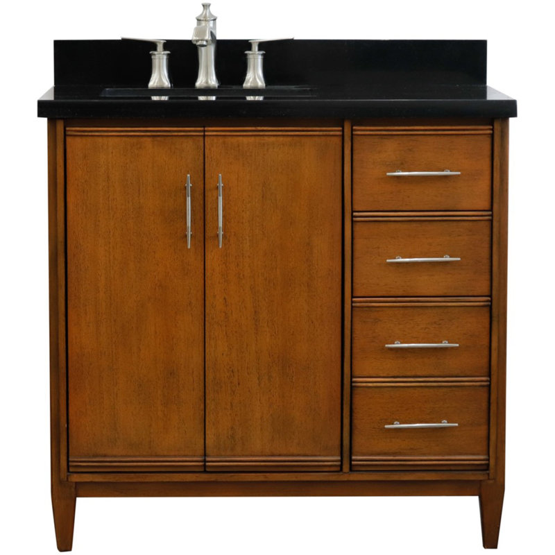 37'' Single Bathroom Vanity with Top, Black