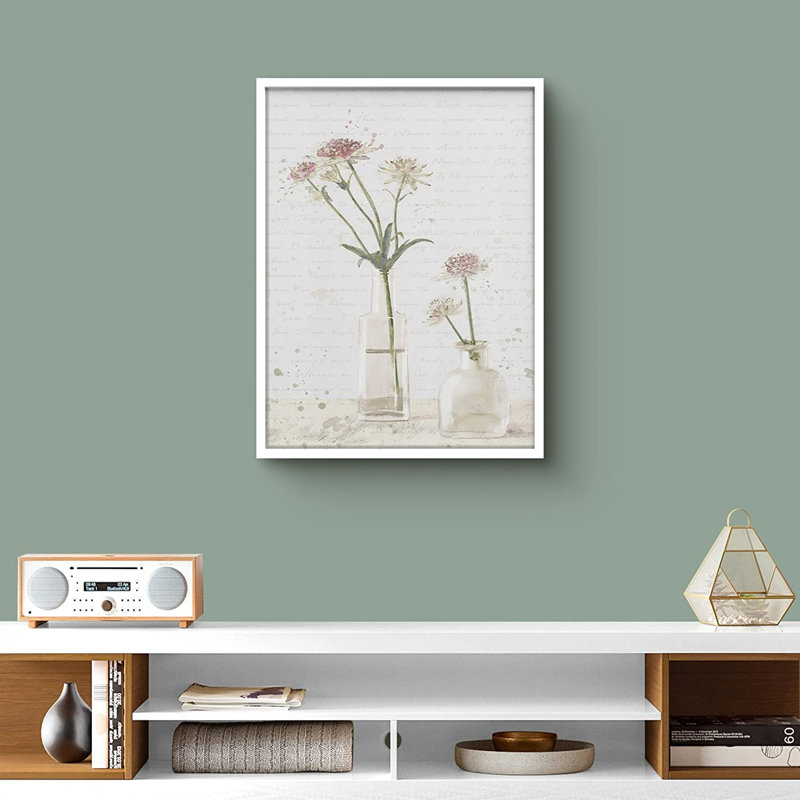 Illustration de bouquet de pivoines roses avec tiges vertes - Plantes, Cadre blanc