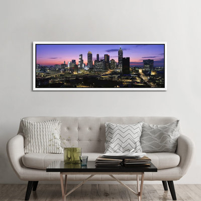 Skyscrapers in a city, Atlanta, Georgia, USA #5 1 Piece Floater Frame Panoramic Wall Art on Canvas