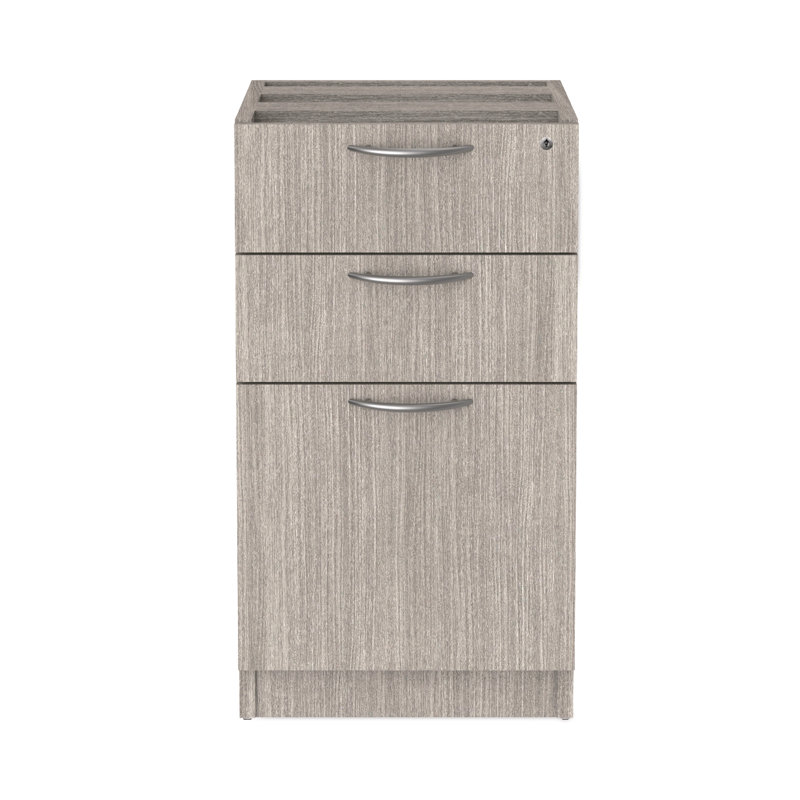 Gray Lockable 3-Drawer Legal Size Pedestal File Cabinet