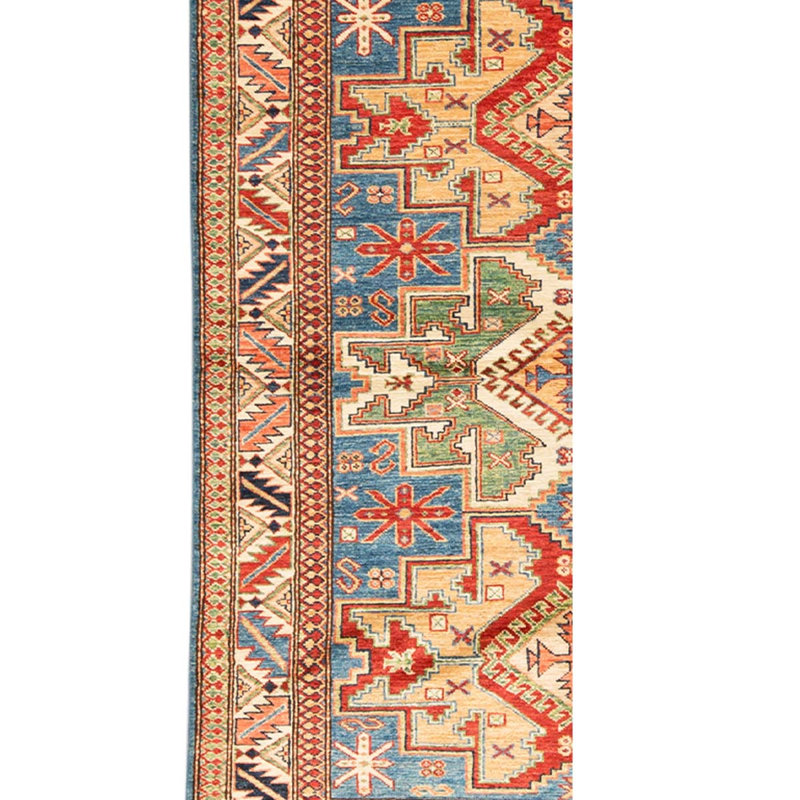 Tapis rouge / bleu / beige noué à la main de haute qualité