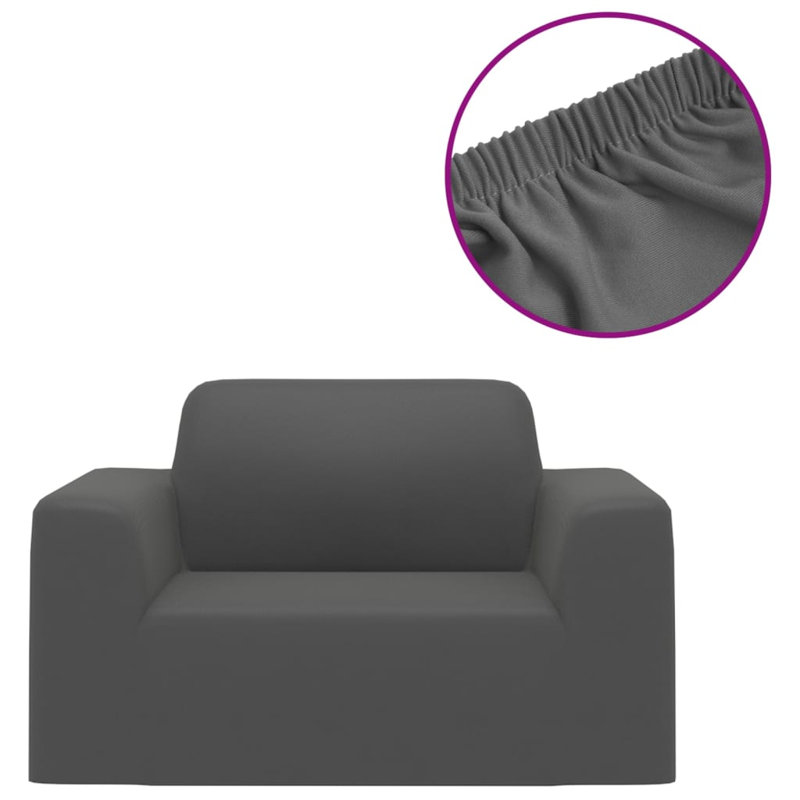 Box Cushion Armchair Slipcover,  Anthracite