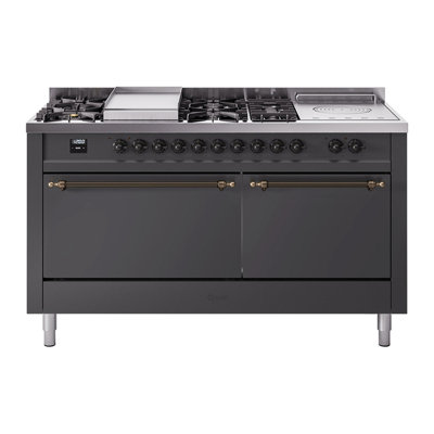 ILVE Nostalgie II 60 in Dual Fuel Range, 7 Burner, Griddle, Frenchtop