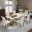 Ensemble de table de salle à manger de luxe 7 pièces blanc et or avec 6 chaises de salle à manger en cuir blanc-819436152-819436158-819436101
