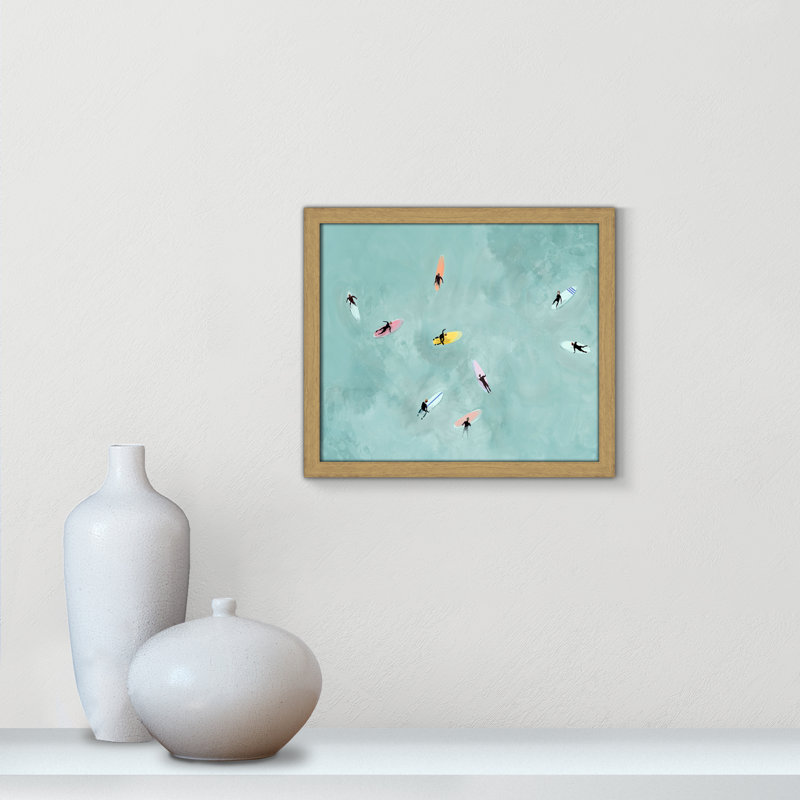«Floating on Waves» par Lily K, Grain de bois naturel, L 15 po x H 13 po, Impression encadrée